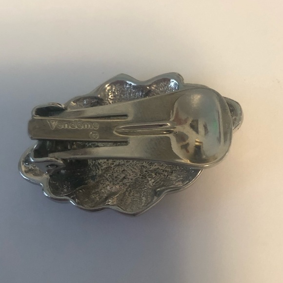 VTG Vendome By Coro Silver Tone Diamond Shapes Clip On Earrings 1.1” x .7” - Picture 4 of 5